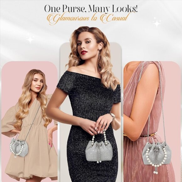 Silver Rhinestone Clutch Purse - Sparkly Silver Crystal Purse - Rhinestone Clutc - Picture 7 of 9